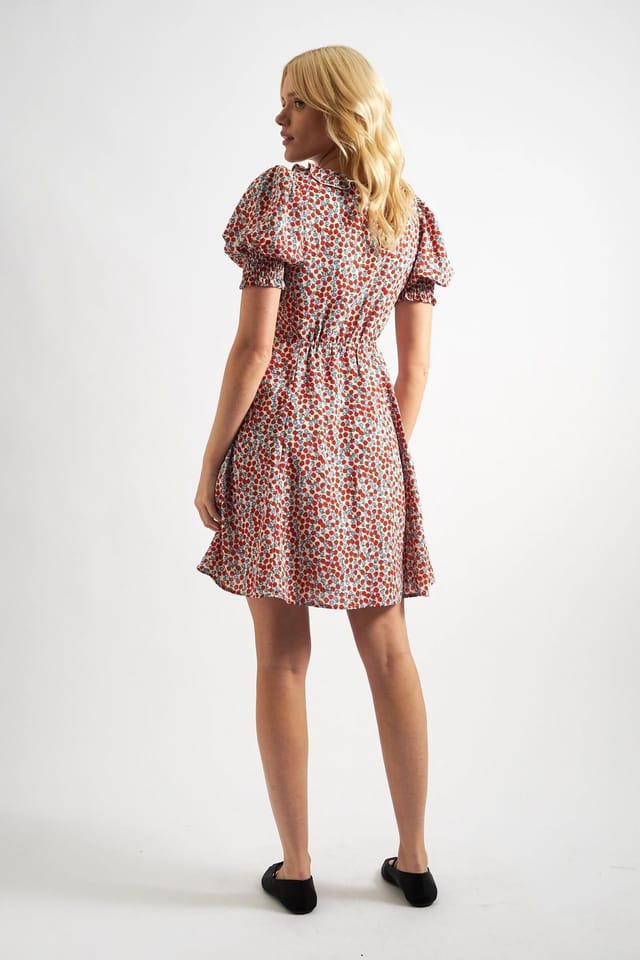 Louche Louche Women's Solyne Strawberry Fields Print Frill V-Neck Mini Dress in Red - 2