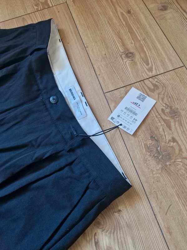 Bershka Mens Bershka Smart Black Trousers Wide Leg Pants New With Tags 44