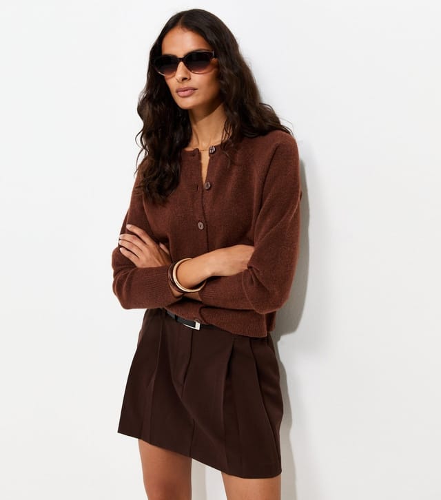 New Look Women's Dark Brown Knitted Meet The Jean Raglan Cardigan New Look - 2