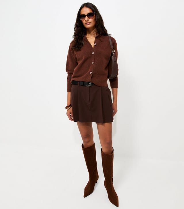 New Look Women's Dark Brown Knitted Meet The Jean Raglan Cardigan New Look - 3