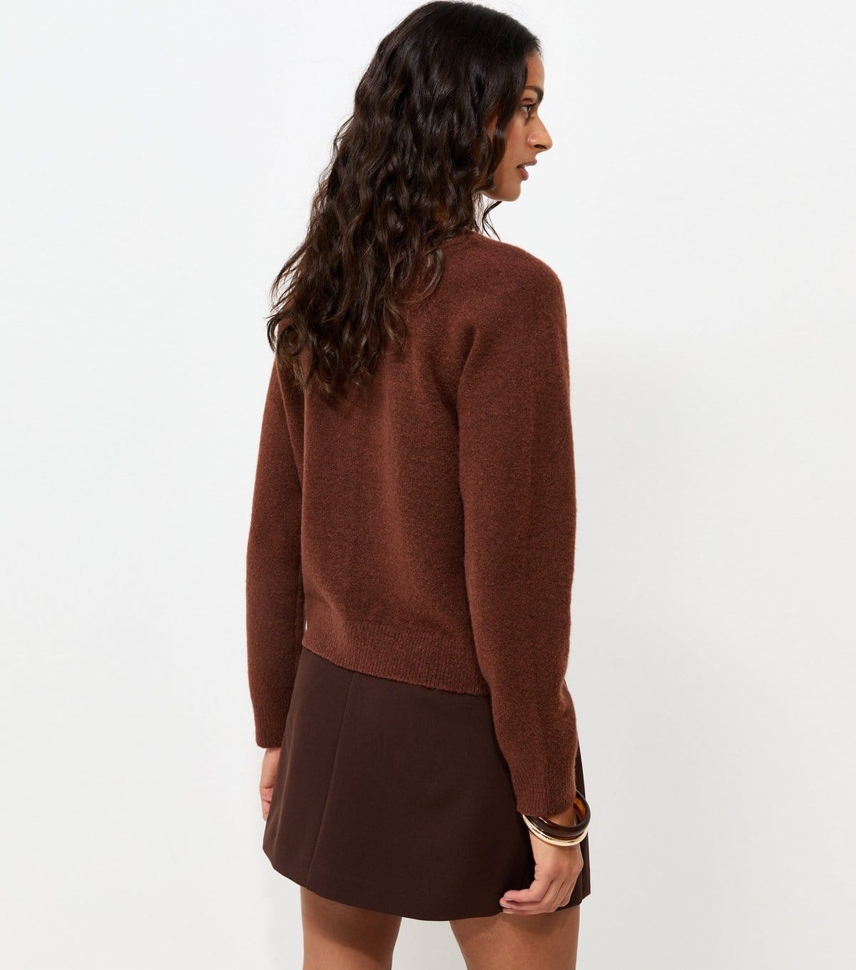 New Look Women's Dark Brown Knitted Meet The Jean Raglan Cardigan New Look - 4