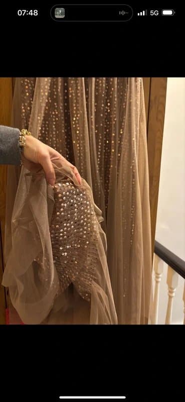 ASOS Fabulous party Layered sequin and tulle beautiful boho maxi skirt taupe color