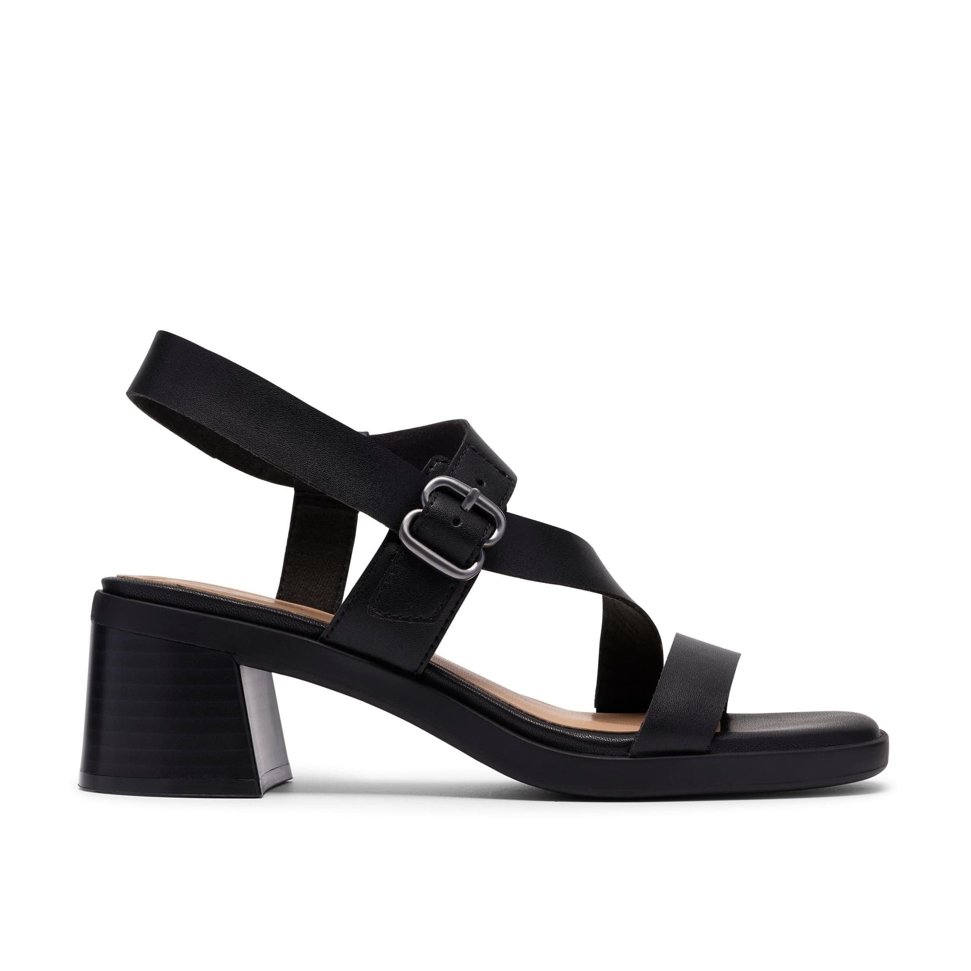 Clarks Clarks Women's Jaylan Sol Black Leather Heeled Sandals