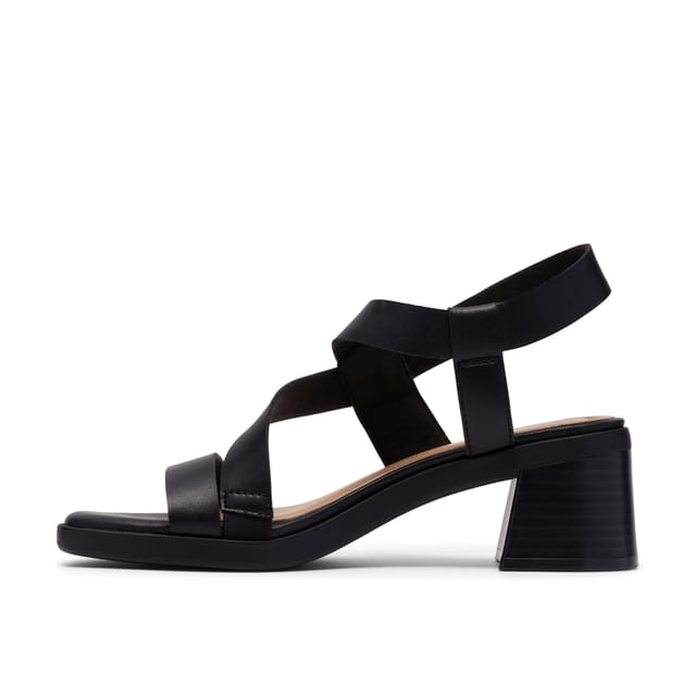 Clarks Clarks Women's Jaylan Sol Black Leather Heeled Sandals - 3