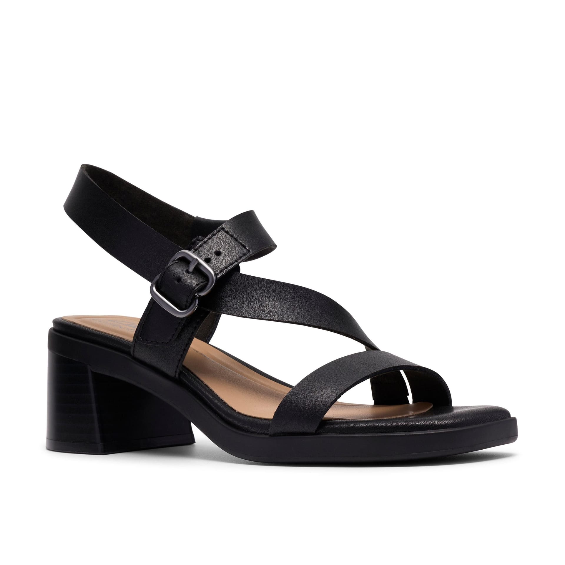 Clarks Clarks Women's Jaylan Sol Black Leather Heeled Sandals - 4