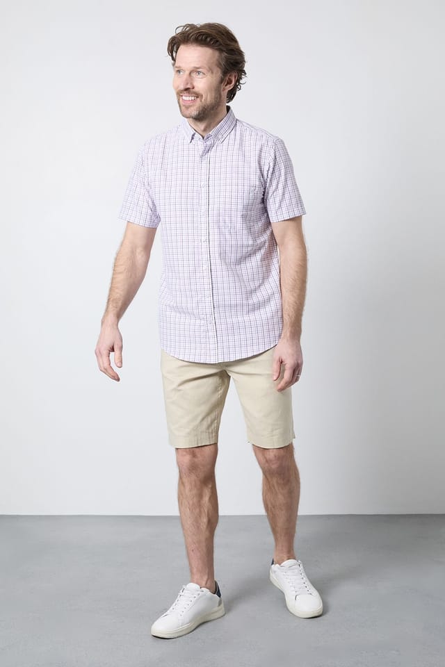 Maine Maine Men's Purple Classic Check Short Sleeve Shirt - 2