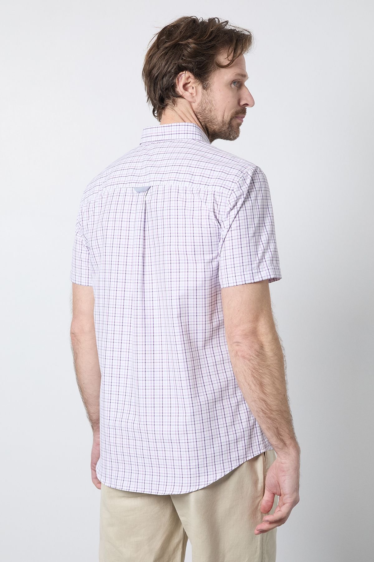 Maine Maine Men's Purple Classic Check Short Sleeve Shirt - 3