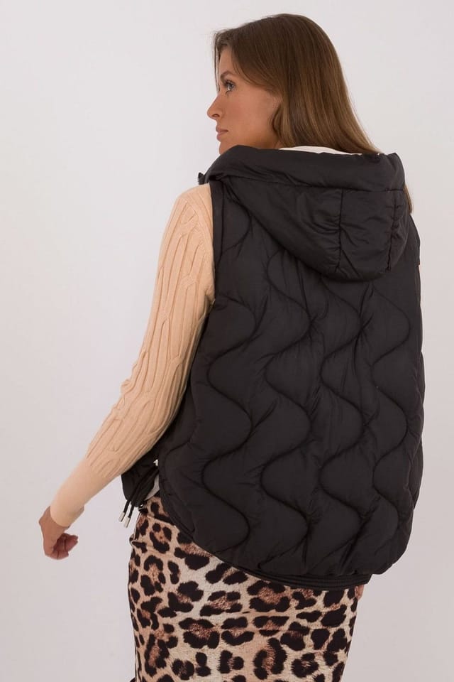 Love Lace Love Lace Women's Quilted Hooded Down Vest for Cold Days in Black - 3