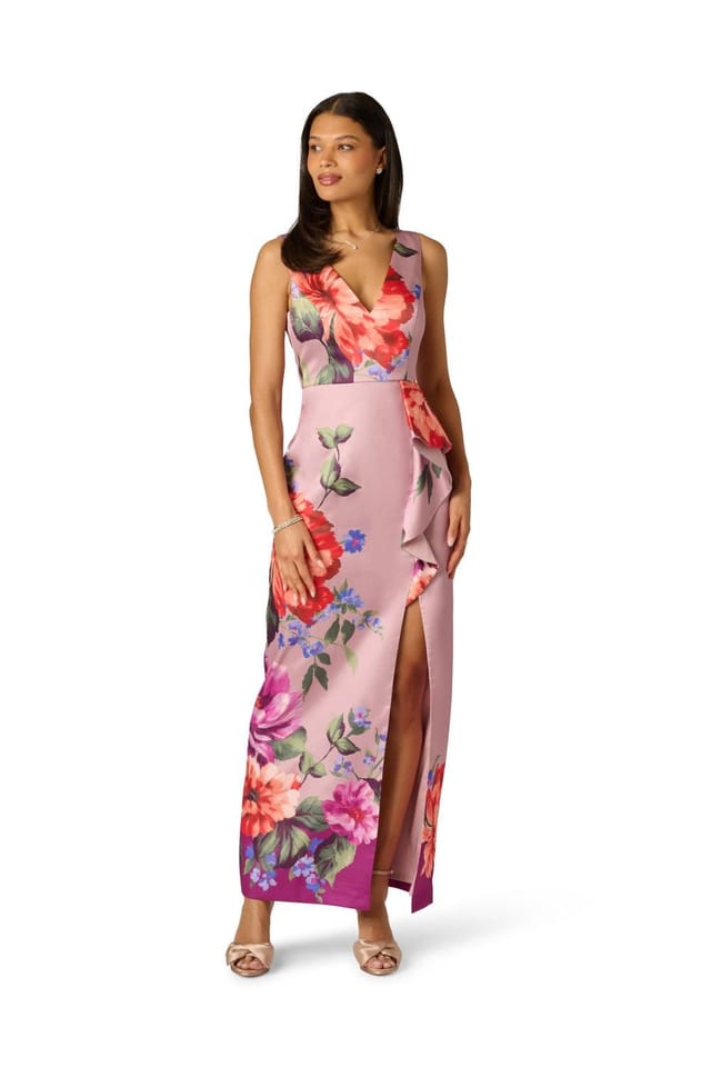 Adrianna Papell Adrianna Papell Women's Printed Mikado Gown in Pale Pink - 2