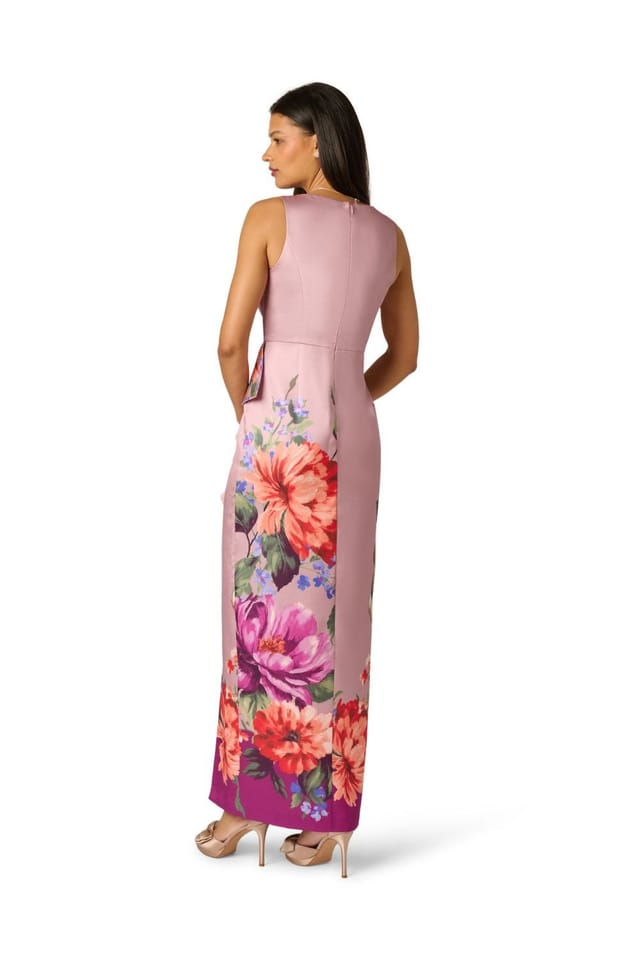 Adrianna Papell Adrianna Papell Women's Printed Mikado Gown in Pale Pink - 3