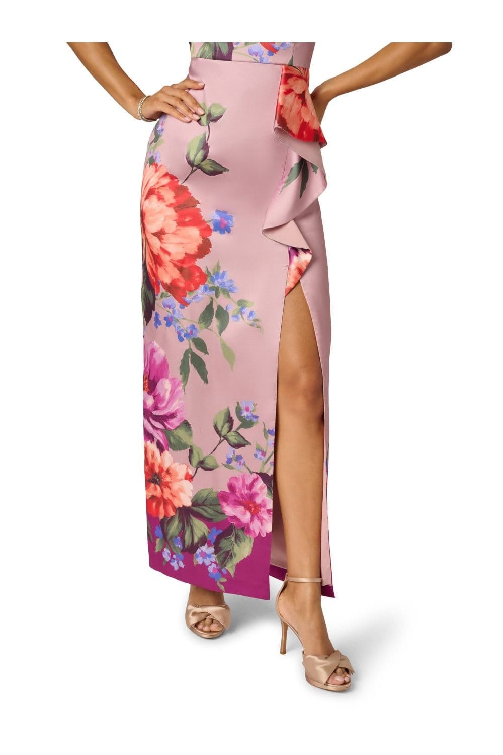 Adrianna Papell Adrianna Papell Women's Printed Mikado Gown in Pale Pink - 4