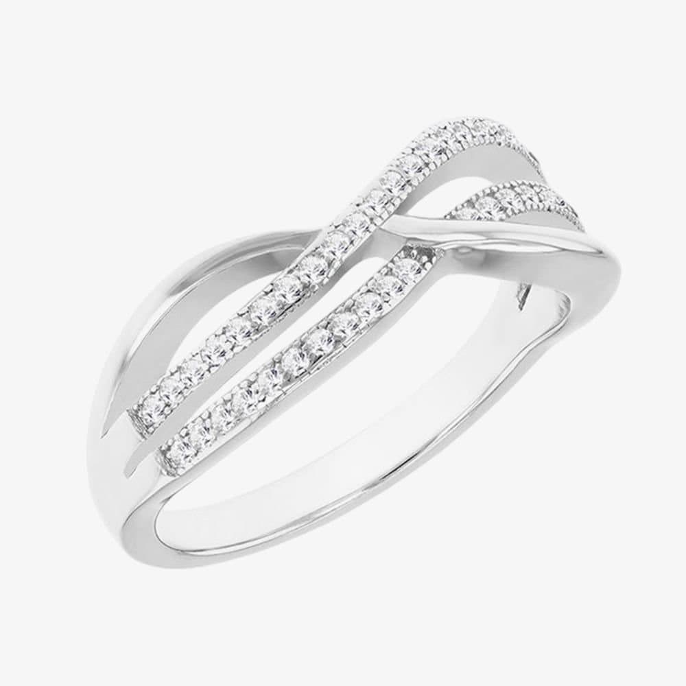 T.H.Baker T.H.Baker Women's Silver Cubic Zirconia Double Crossover Ring 8.84.8809 Q