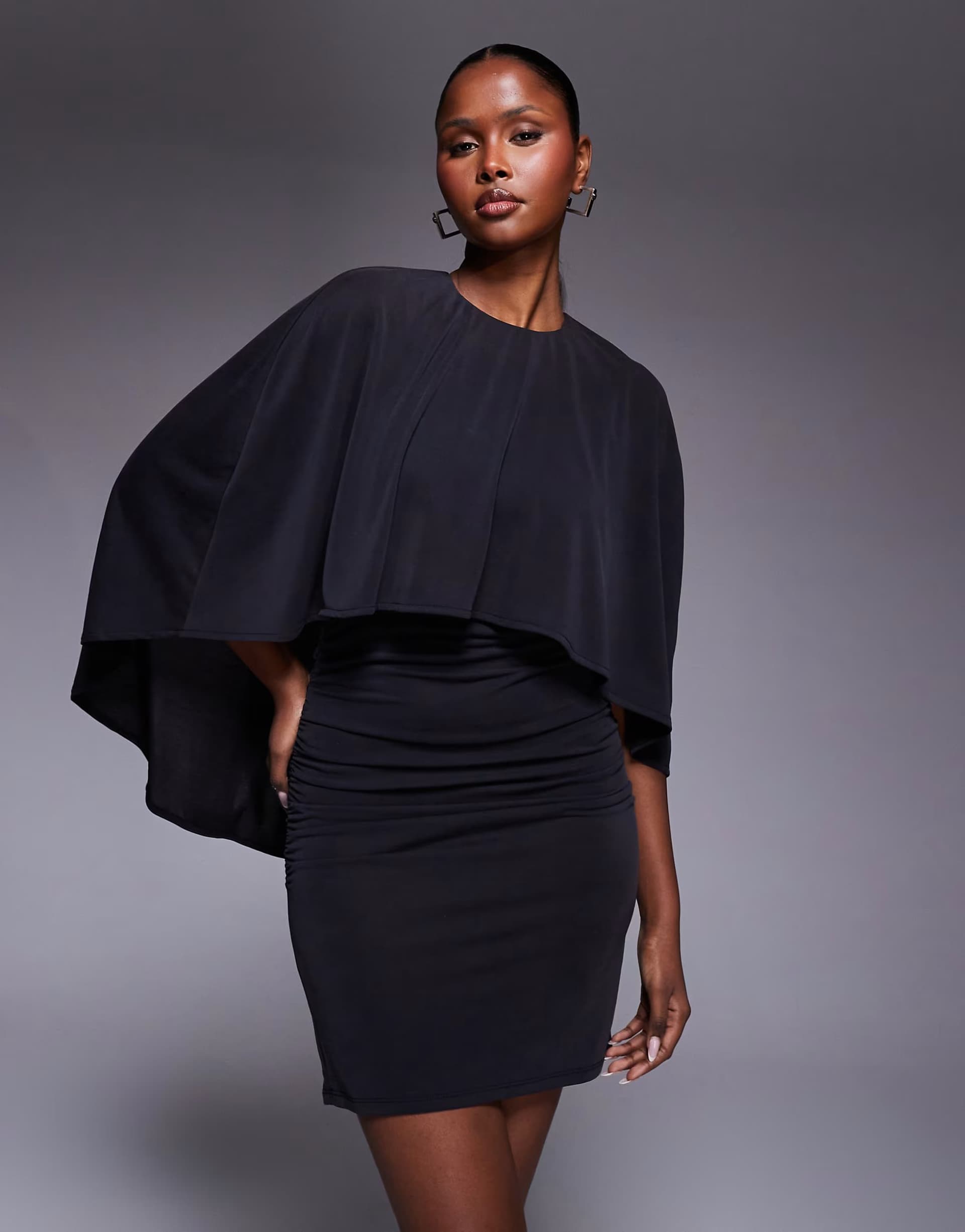 ASOS ASOS DESIGN modal cape mini dress in black