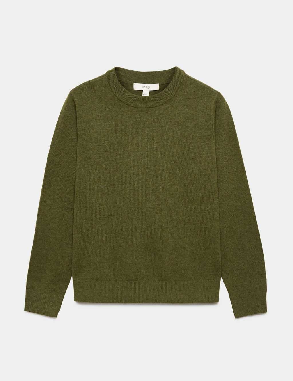 Marks & Spencer M&S Air-Yarn Crew Neck Jumper Dark Khaki