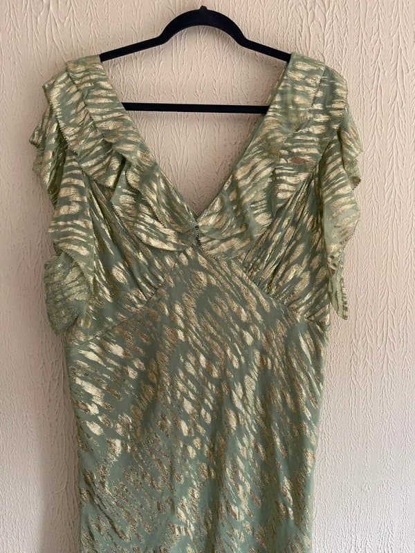 Never Fully Dressed Never fully dressed Sage Jacquard Tilda dress size UK 22