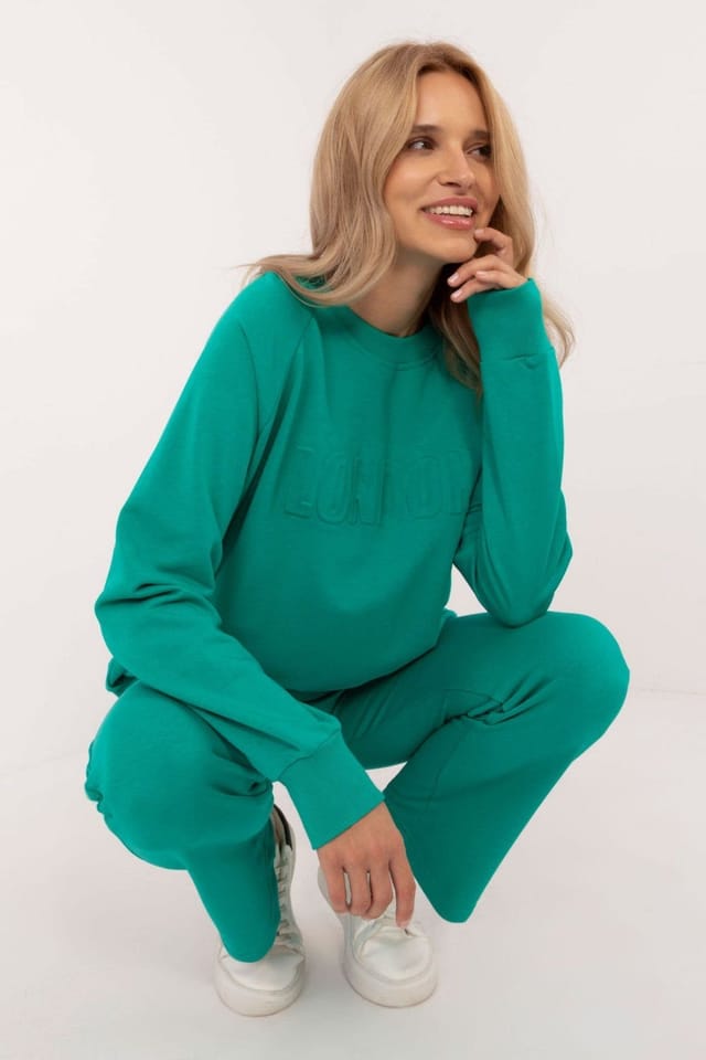 Love Lace Love Lace Women's Casual Cotton Polyester Tracksuit Set Sweater Pants in Green - 2