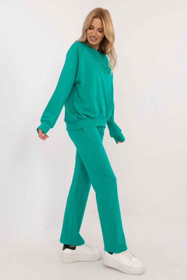 Love Lace Love Lace Women's Casual Cotton Polyester Tracksuit Set Sweater Pants in Green - 3