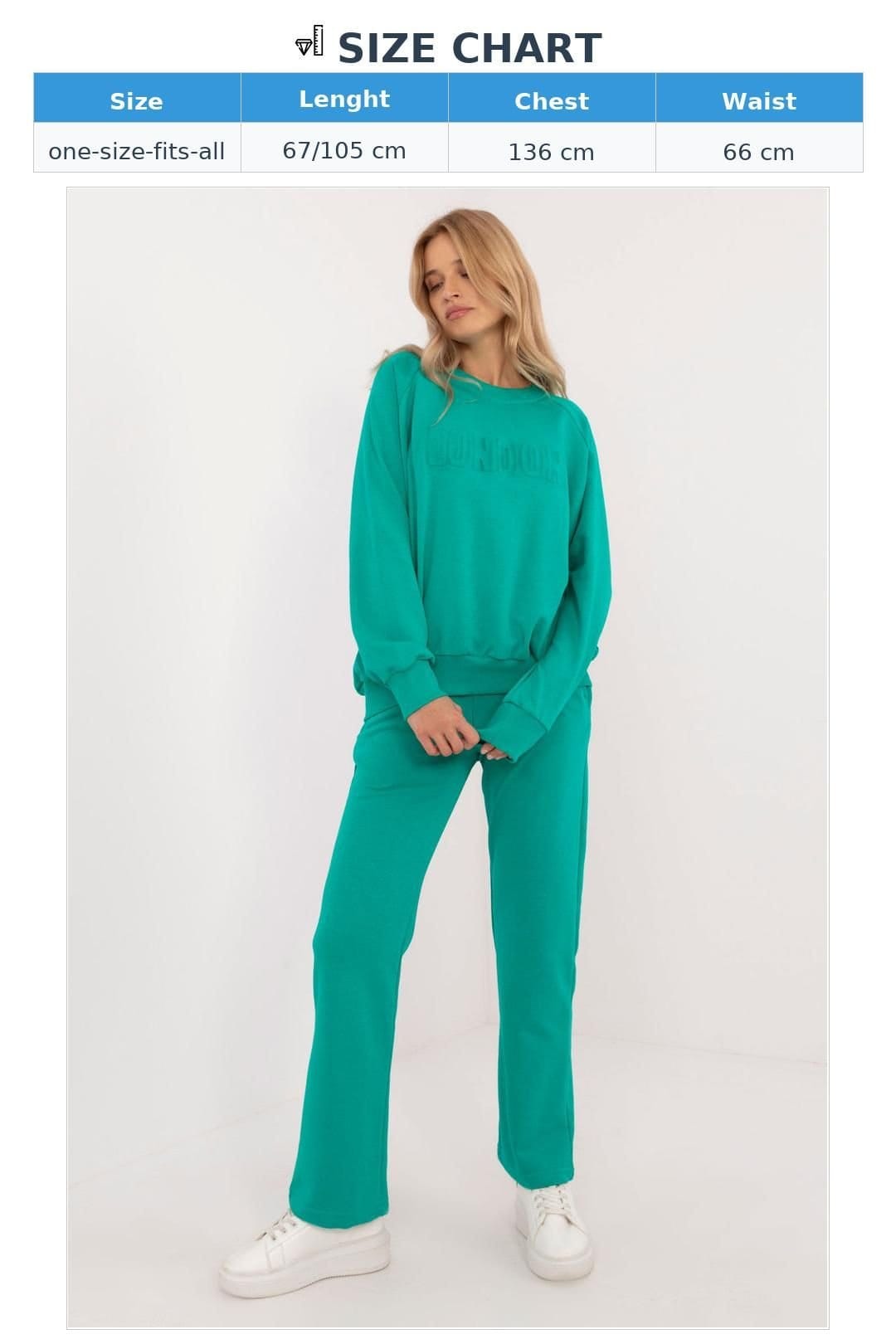 Love Lace Love Lace Women's Casual Cotton Polyester Tracksuit Set Sweater Pants in Green - 4