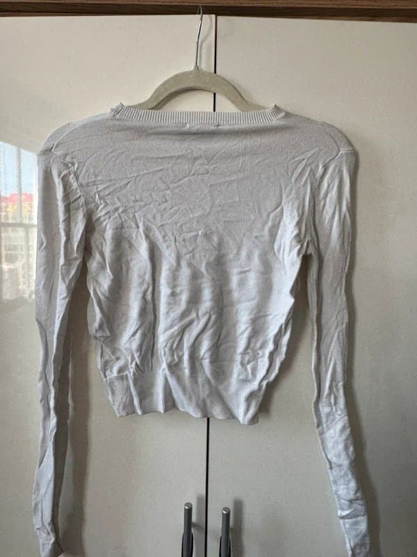 Bershka White crew neck long sleeve top