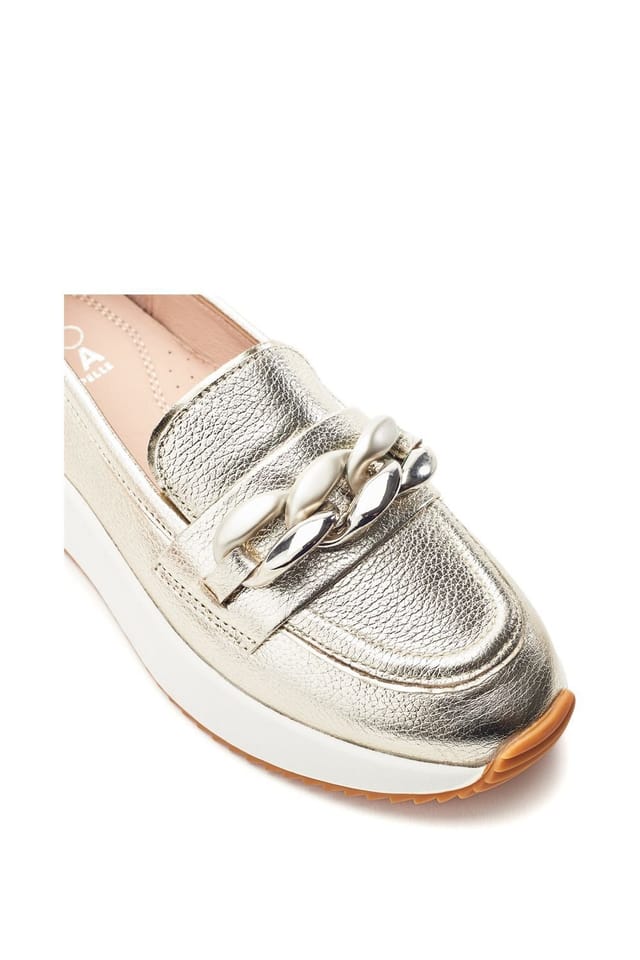 Moda In Pelle Moda In Pelle Women's 'Sorrento' Leather Loafers in Gold - 2