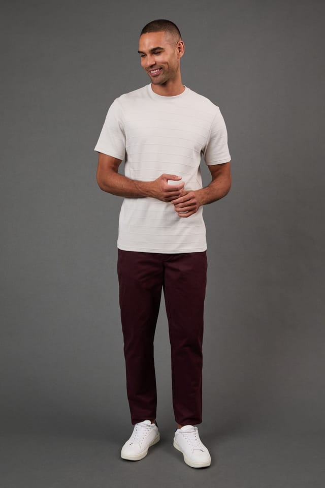 Burton Burton Men's Slim Fit Chino Trousers in Burgundy - 2