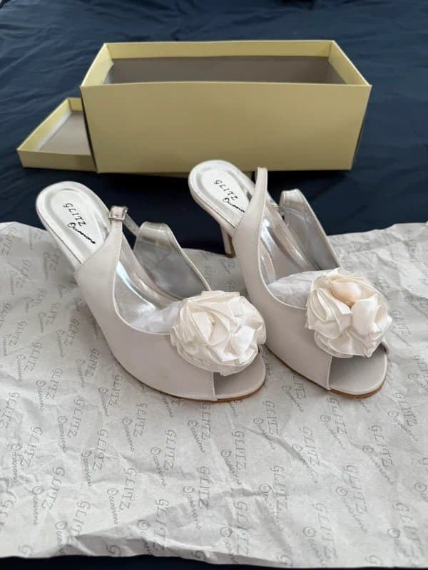 Glitz Occasions Women’s Ivory White Glitz Occasions Open Toe Kitten Heels UK Size 4