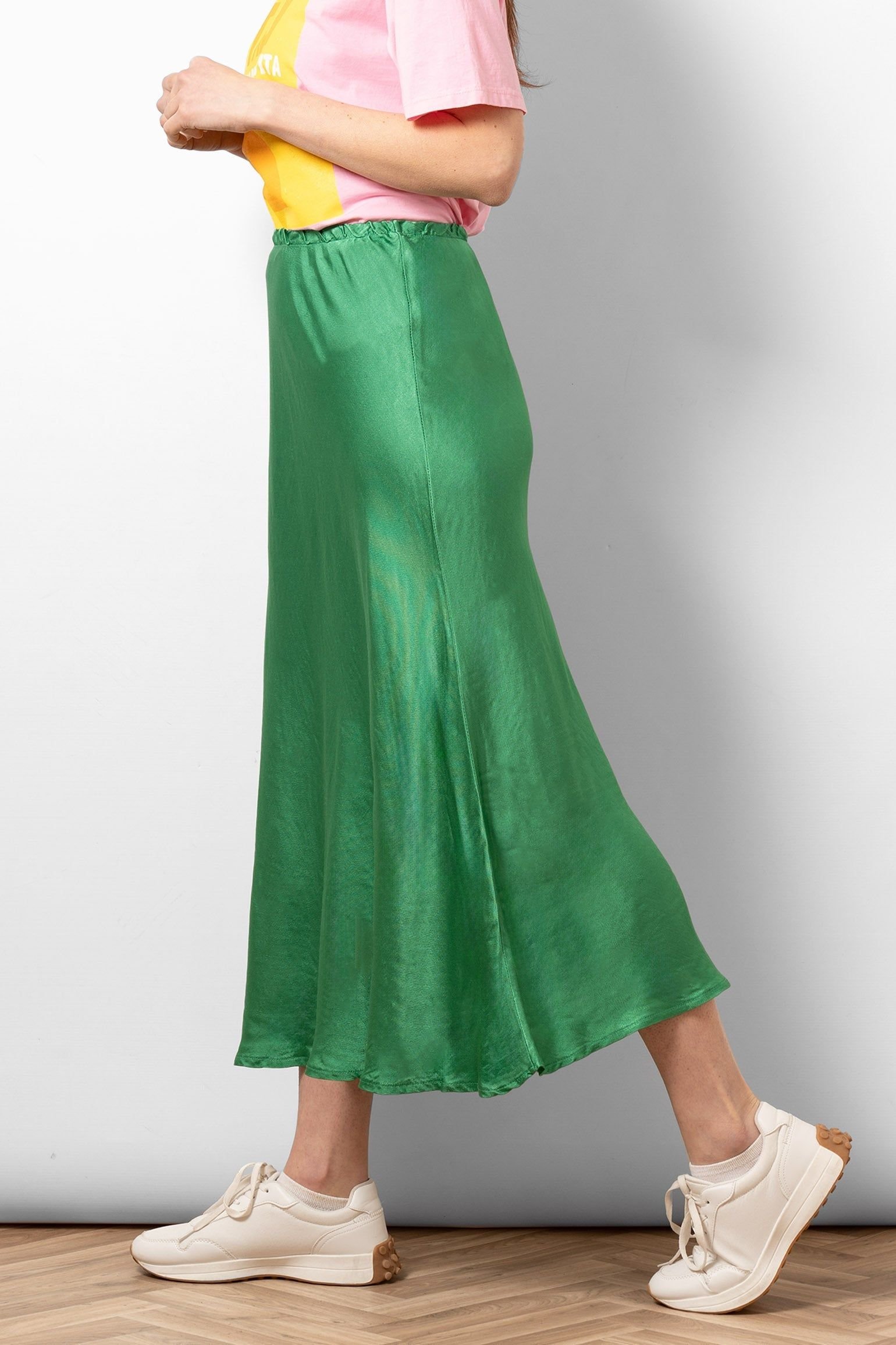 Sarta Sarta Women's Cassie Silky Midi Slip Skirt - Green - 2