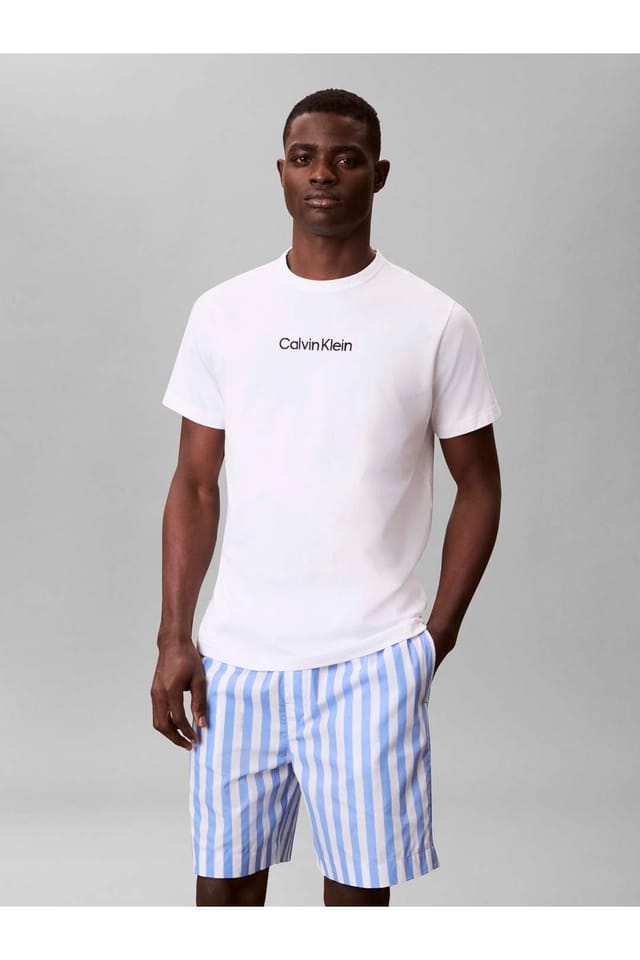 Calvin Klein Calvin Klein Men's Ss Poplin Short Set Multi in White - 2