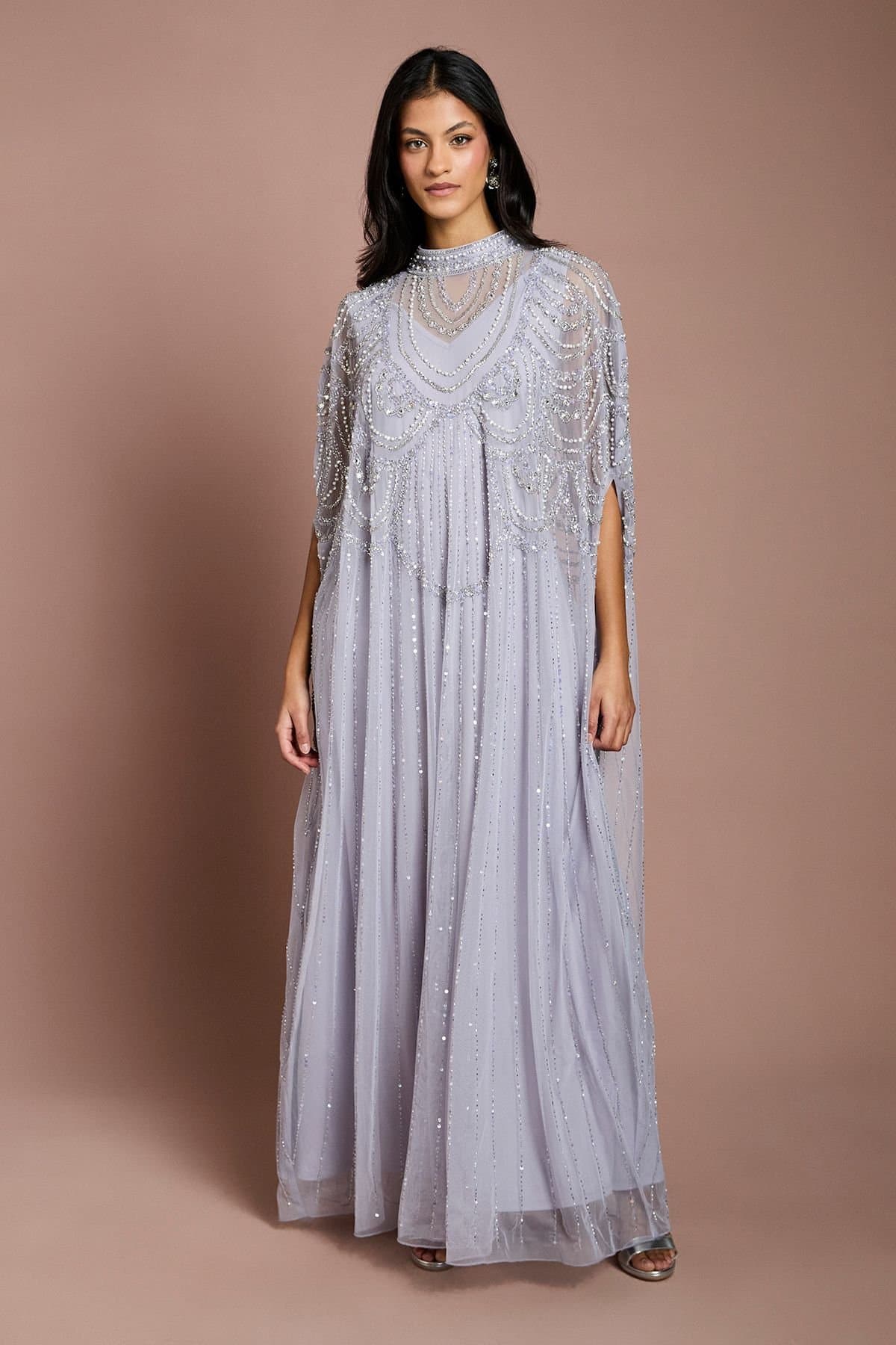 Coast Coast Women's Petite Heavily Embellished Chiffon Midi Dress in Lilac