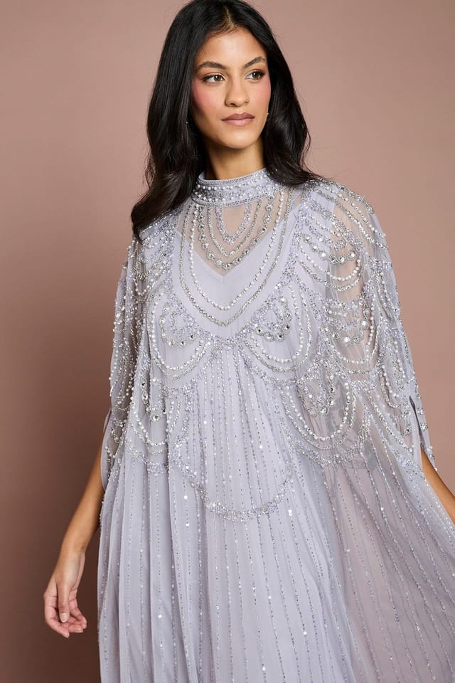 Coast Coast Women's Petite Heavily Embellished Chiffon Midi Dress in Lilac - 2