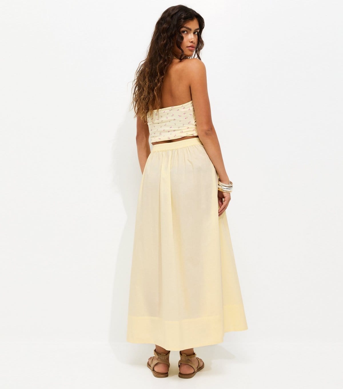 New Look Women's Light Yellow Cotton Poplin Circle Skirt New Look - 4