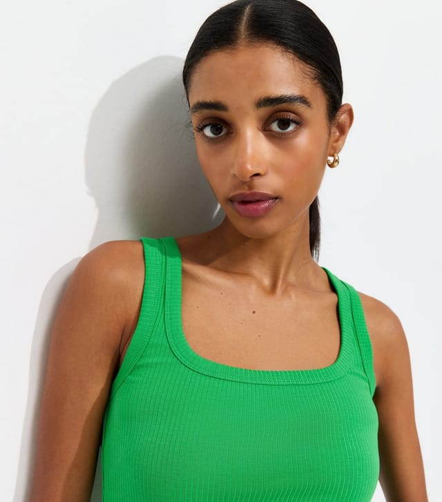 New Look Women's Bright Green Square Neck Vest Top New Look - 2