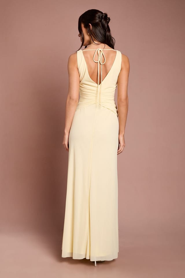 Coast Coast Women's Soft Mesh Cinched Waist Bridesmaid Dress in Lemon - 3