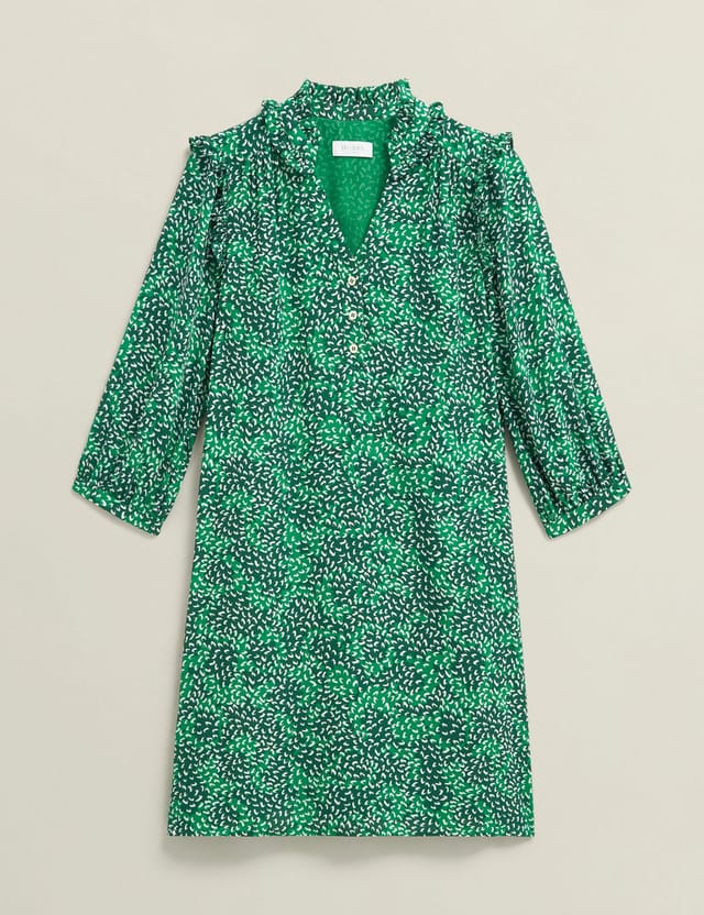 Hobbs London Hobbs London Women's Laurel Long Sleeve V-Neck Mini Dress in Emerald - 2