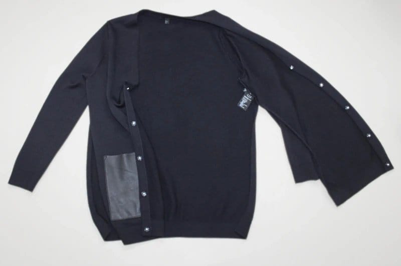 COS Navy Wool Cardigan with Leather Pockets