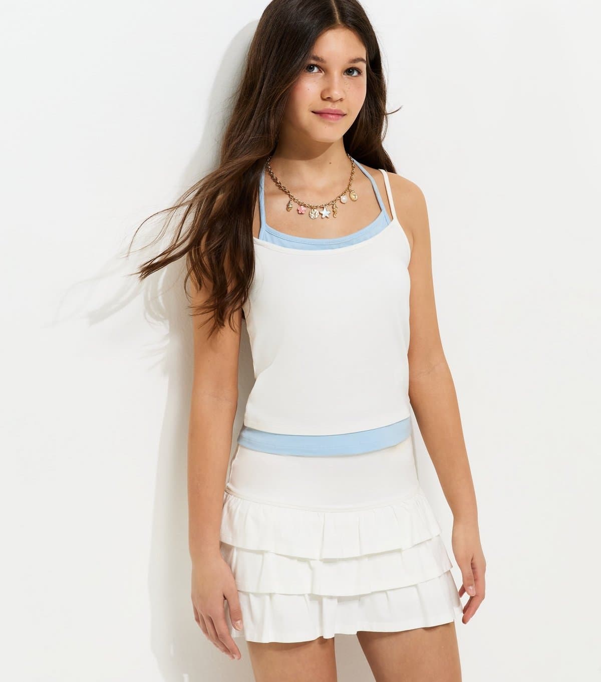 New Look Girls' White 2 In 1 Jersey Halter Neck Top New Look