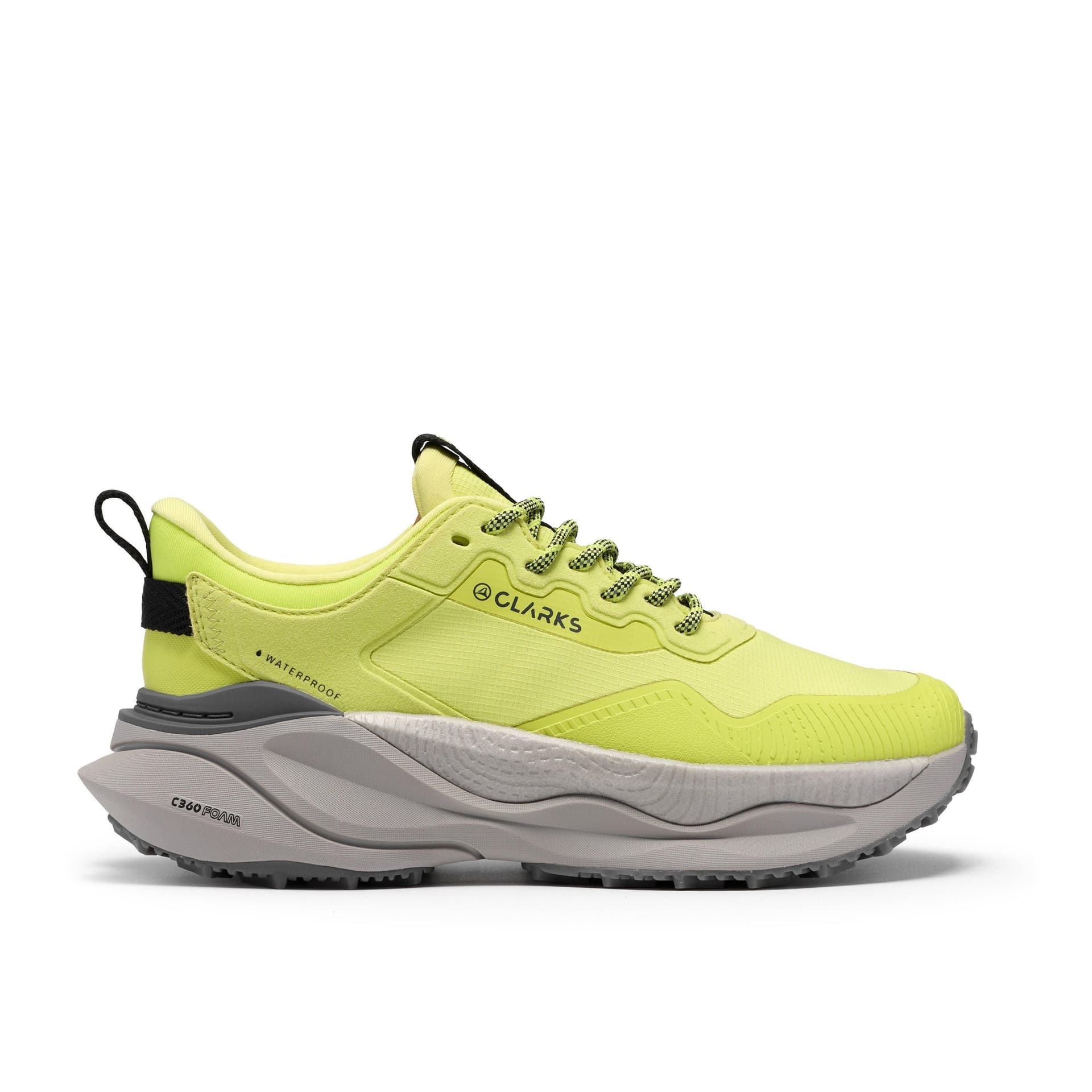 Clarks Clarks Women's Pace TrailGo Waterproof Lime Combination Trainers, Lace Up in Green