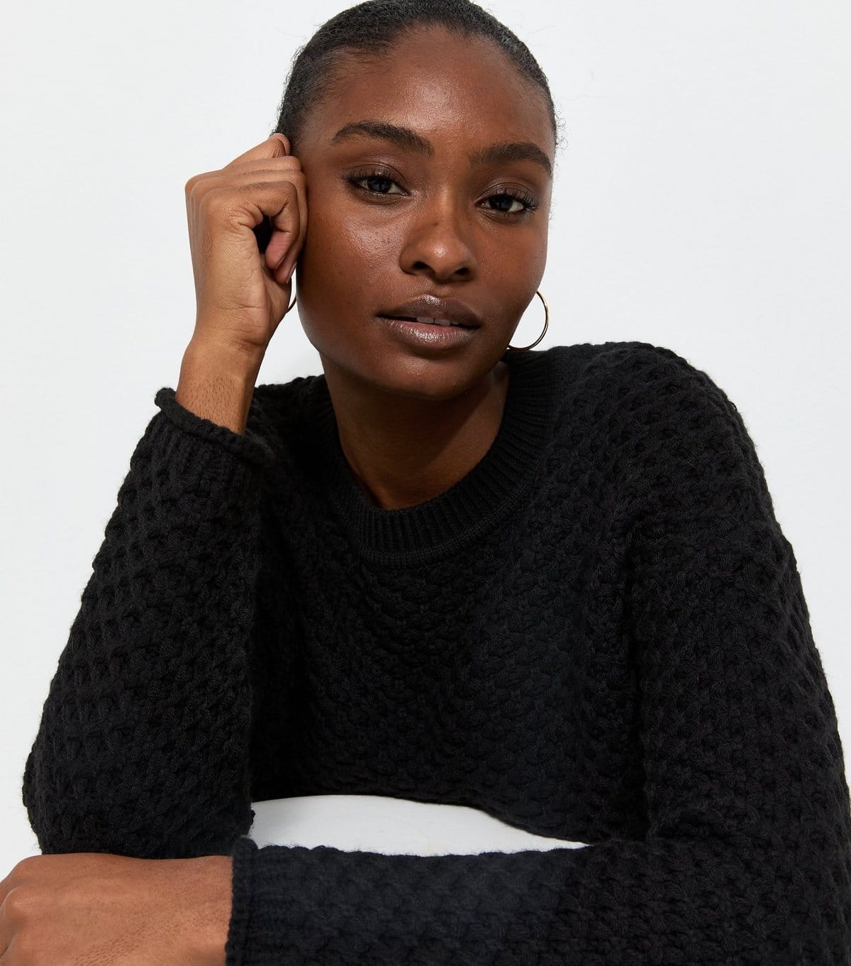New Look Women's Black Chunky Knit Crew Neck Jumper New Look - 1