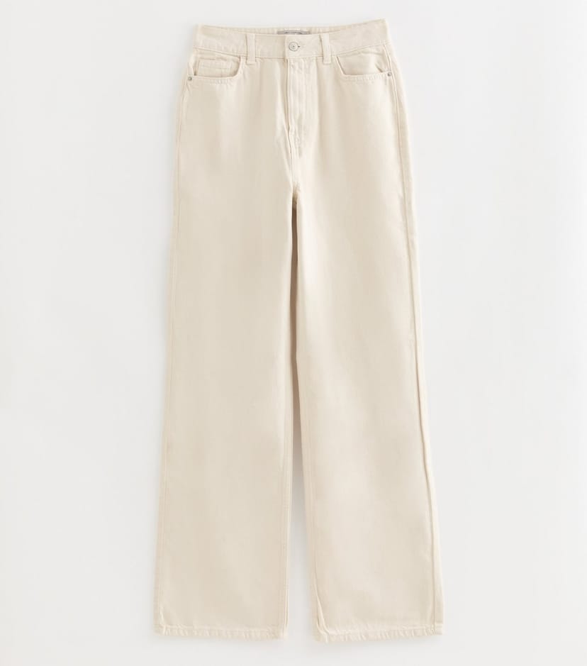 New Look Women's Tall Off White High Waist Adalae Wide Leg Jeans New Look - 1