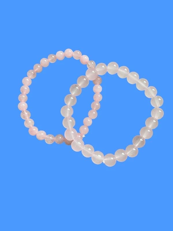 Crystal 2 Rosequartz elasticated bracelets
