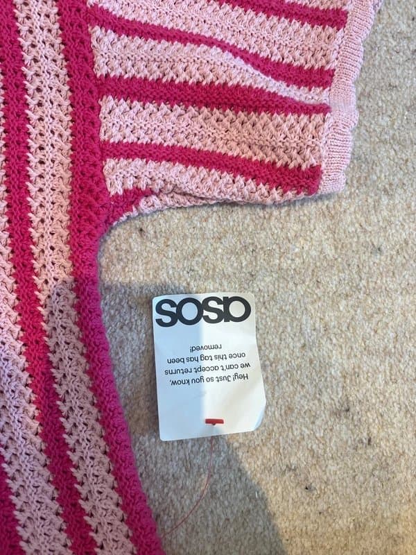 ASOS Ladies asos pink striped crochet top