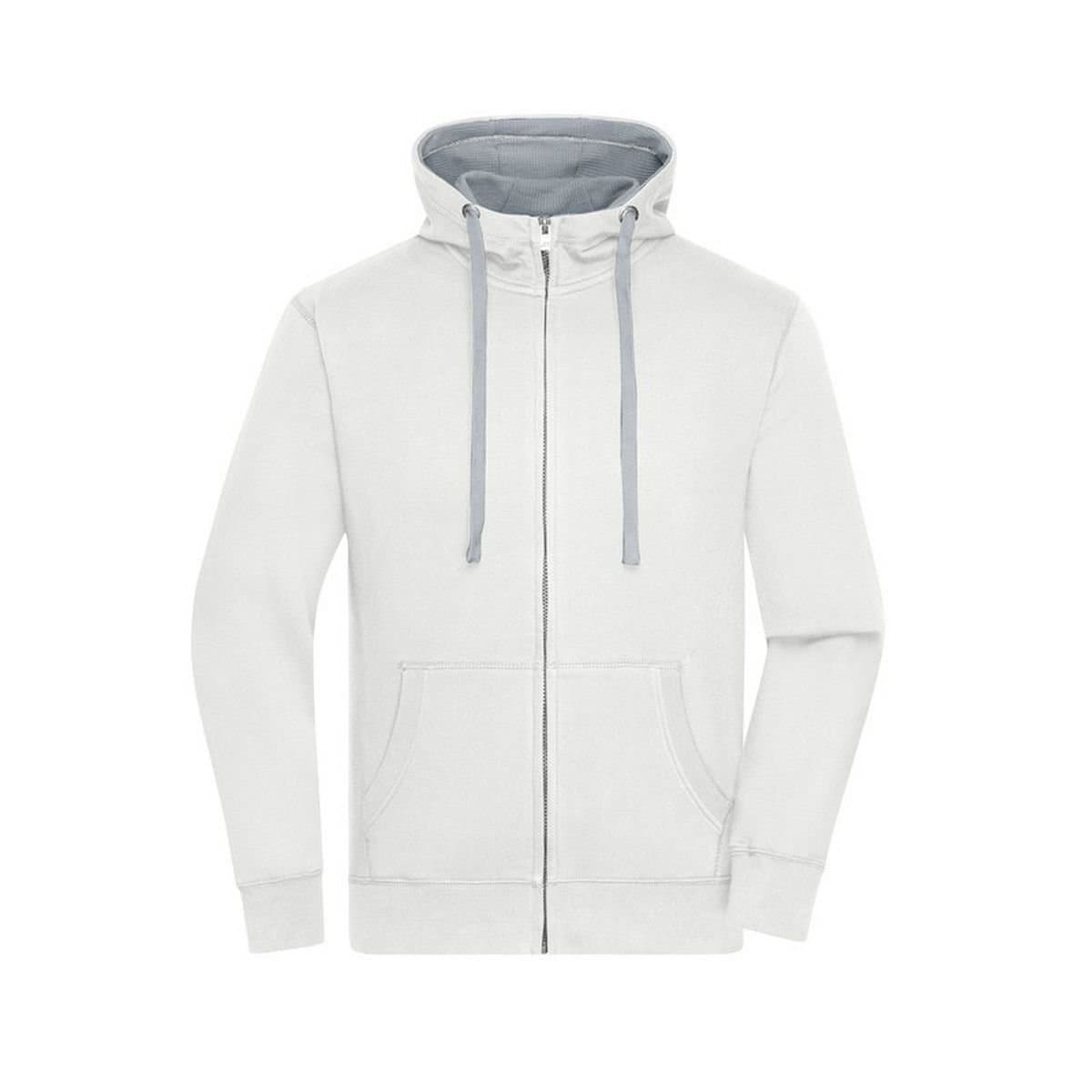 James and Nicholson James and Nicholson Men's Lifestyle Full Zip Hoodie in Off-White