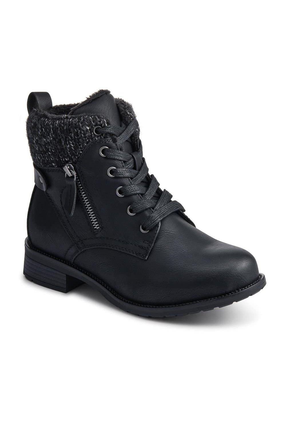 Easyfit Easyfit Women's Extra-Wide Knitted-Cuff Ankle Boots in Black