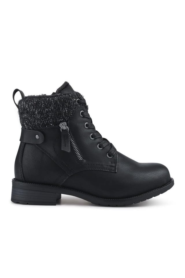 Easyfit Easyfit Women's Extra-Wide Knitted-Cuff Ankle Boots in Black - 2