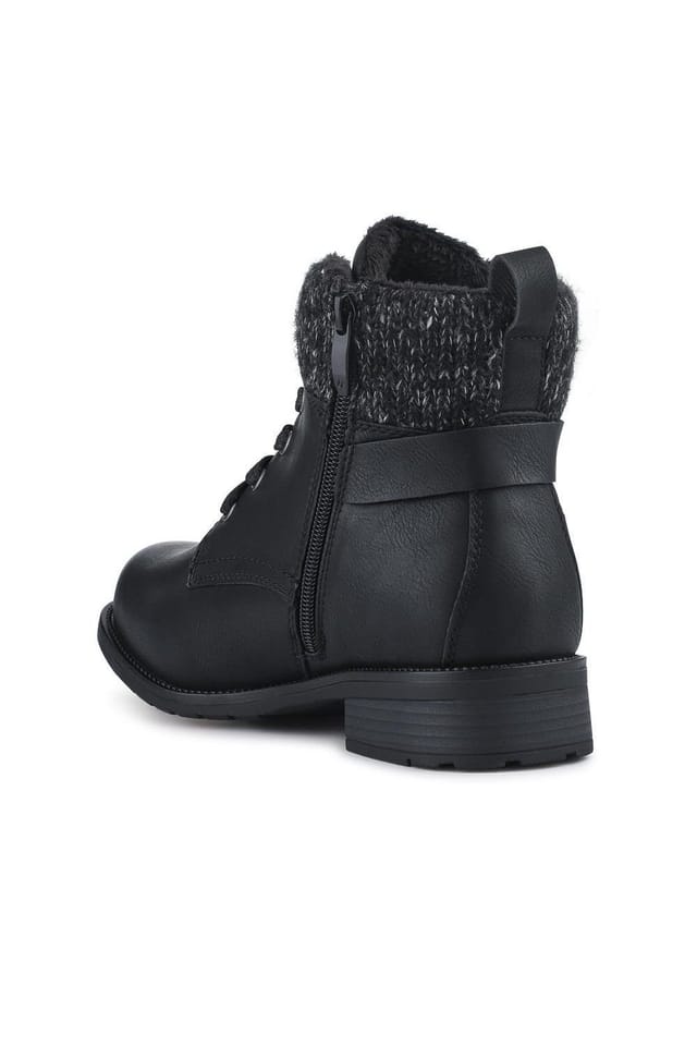 Easyfit Easyfit Women's Extra-Wide Knitted-Cuff Ankle Boots in Black - 3