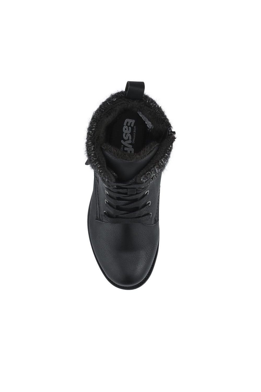 Easyfit Easyfit Women's Extra-Wide Knitted-Cuff Ankle Boots in Black - 4