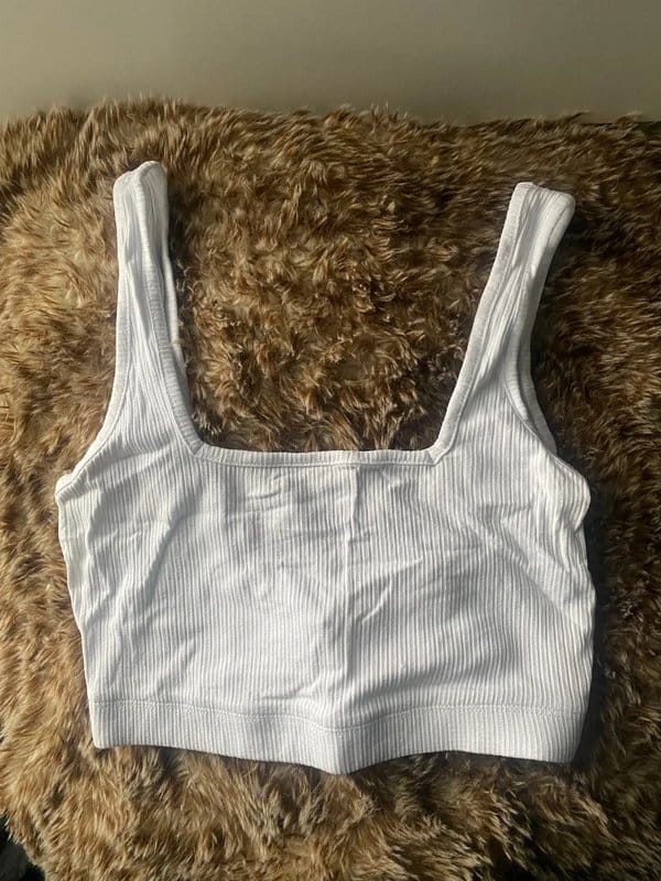 ASOS Luxe White Ribbed Crop Camisole