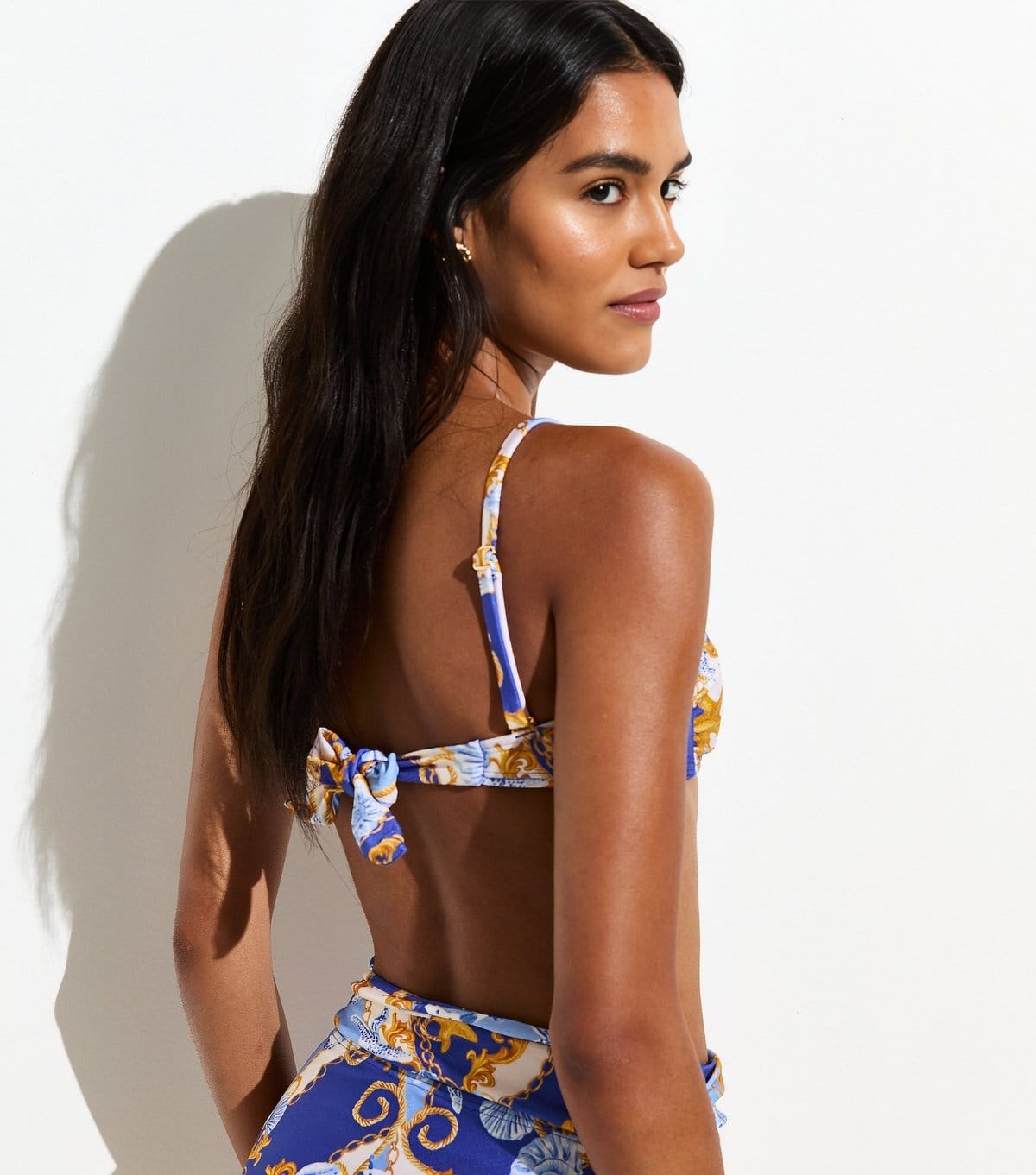 New Look Women's Blue Treasure Print Bandeau Bikini Top New Look - 4