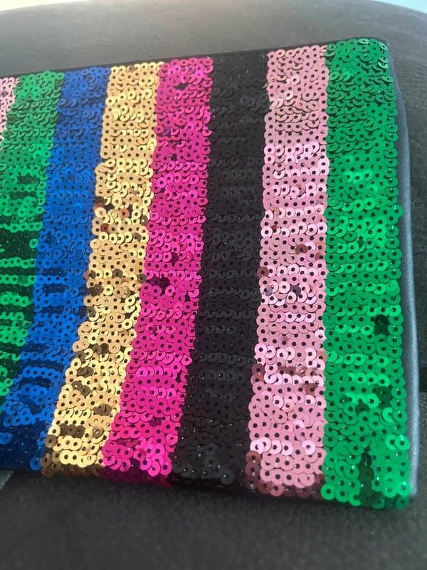 New Look new look sequin clutch bag multicolour striped pouch evening party makeup bag one size
