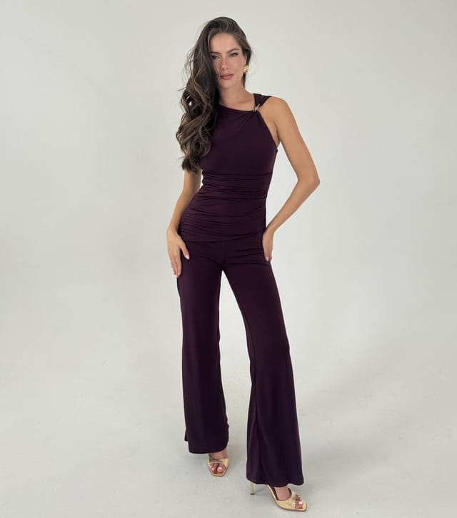 AX Paris Women's Dark Purple Asymmetric Neckline Jumpsuit AX Paris New Look - 2